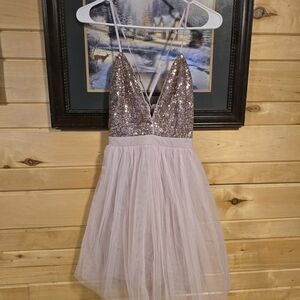 Elegant Sequin V-Neck Mini Dress